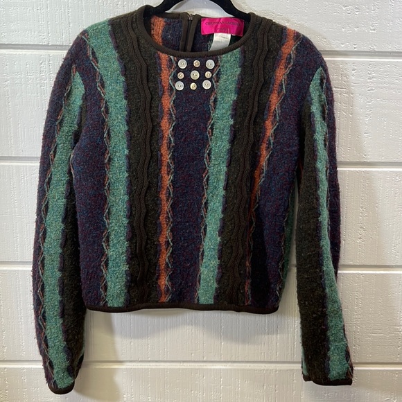 Christian Lacroix Sweaters - Vintage 1980 Christian Lacroix Paris boiled wool back zip sweater jacket